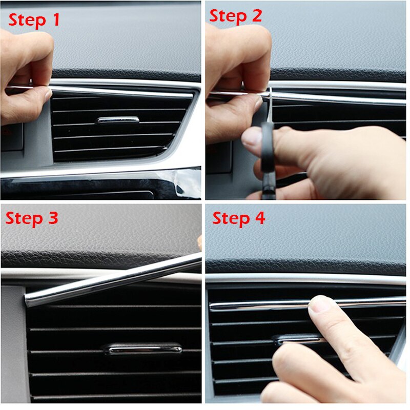 10 Pieces Car-styling Chrome Styling Moulding Car Air Vent Trim Strip Air Conditioner Outlet Grille Decoration U Shape