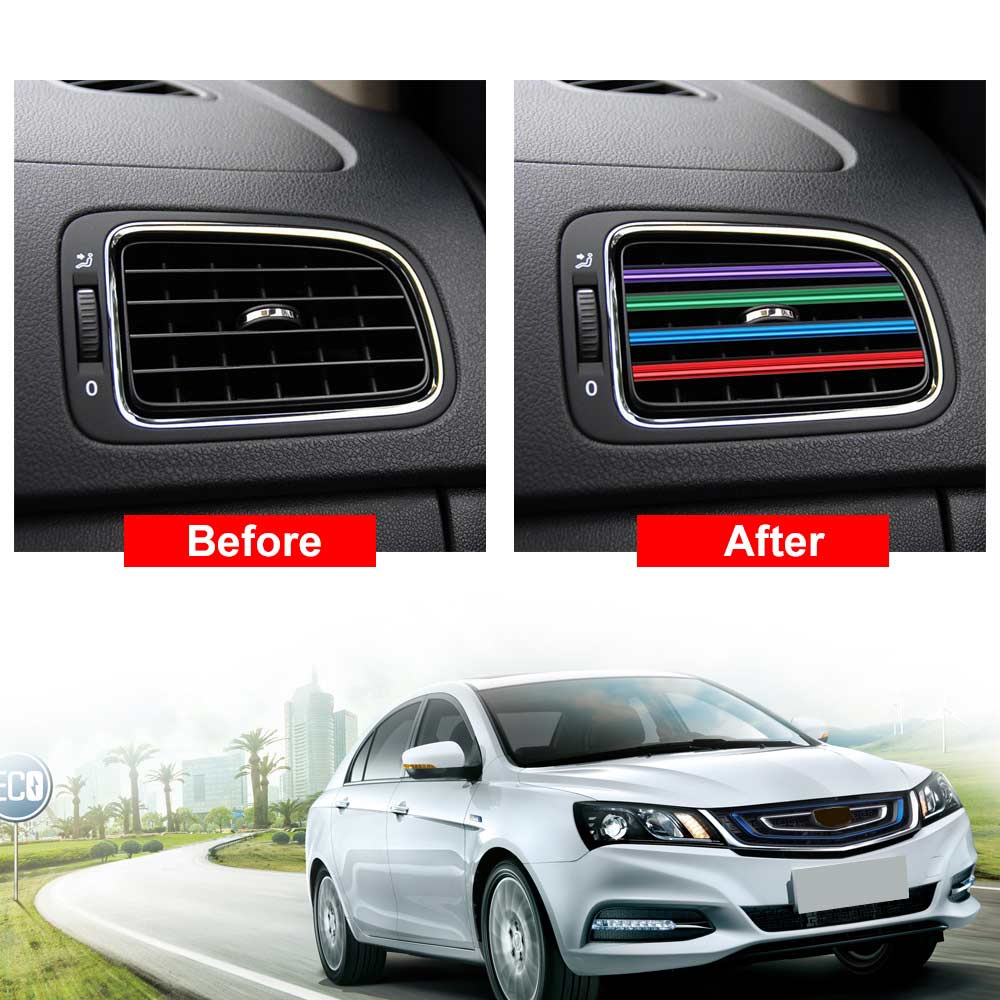 10 Pieces Car-styling Chrome Styling Moulding Car Air Vent Trim Strip Air Conditioner Outlet Grille Decoration U Shape