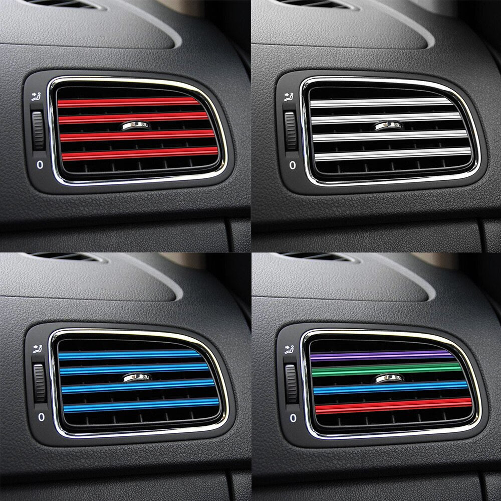 10 Pieces Car-styling Chrome Styling Moulding Car Air Vent Trim Strip Air Conditioner Outlet Grille Decoration U Shape