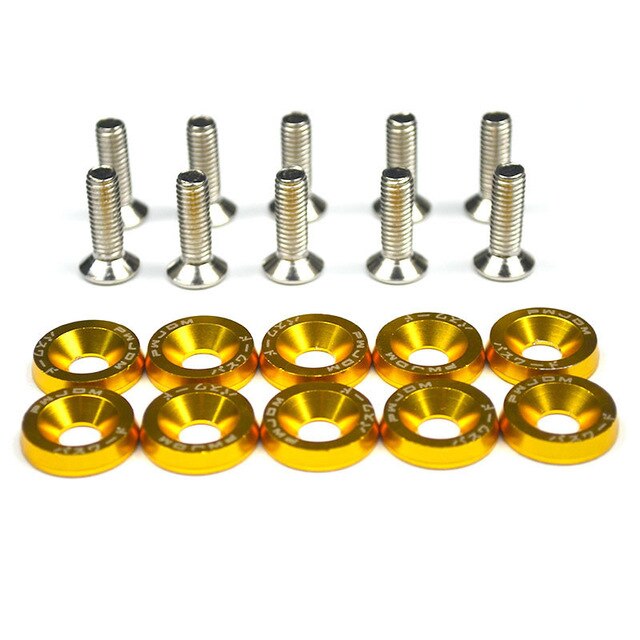 10pcs M6 JDM Car Modified Hex Fasteners Fender Washer Bumper Engine Concave Screws Car-styling