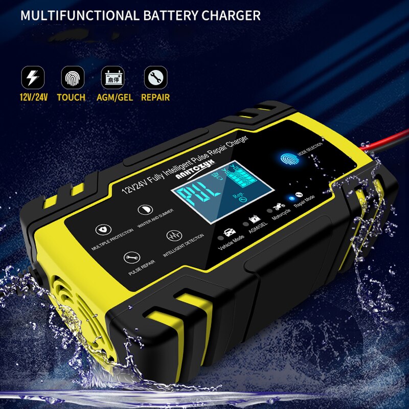 12V-24V 8A Full Automatic Battery-chargers Digital LCD Display Car Battery Chargers Power Puls Repair Chargers Wet Dry Lead Acid