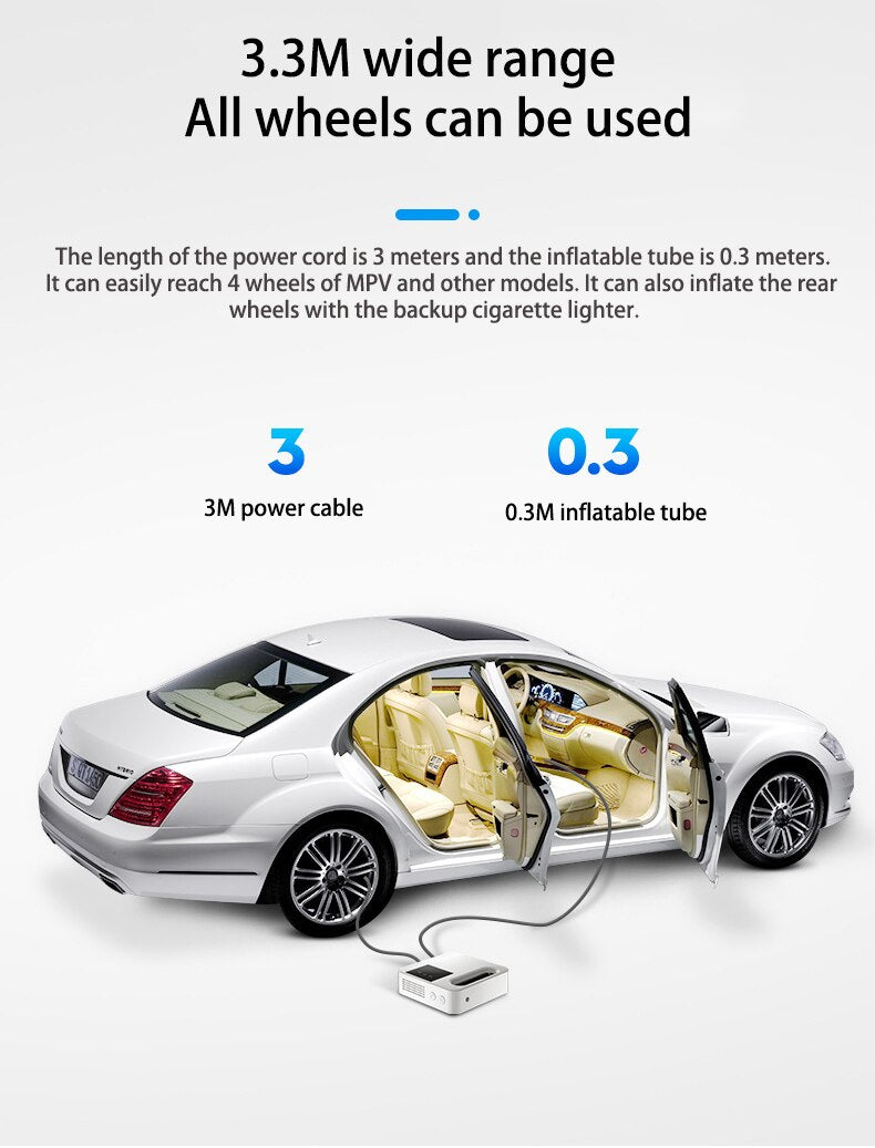 12V Mini Car Air Compressor Tire Inflatable Air Pump For Car Portable Inflator Pump Electric Intelligent Car Tyre Inflator