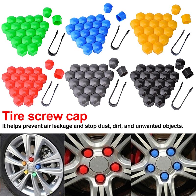 17mm 20 Pieces Car Wheel Nut Caps Protection Covers Caps Anti-Rust Auto Hub Screw Cover Car Tyre Nut Bolt Exterior Decoration