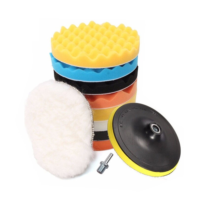 3 inch Car Polishing Disc 11Pcs/Set Self-Adhesive Buffing Waxing Sponge Wool Wheel Polishing Pad For Car Polisher Drill Adapter