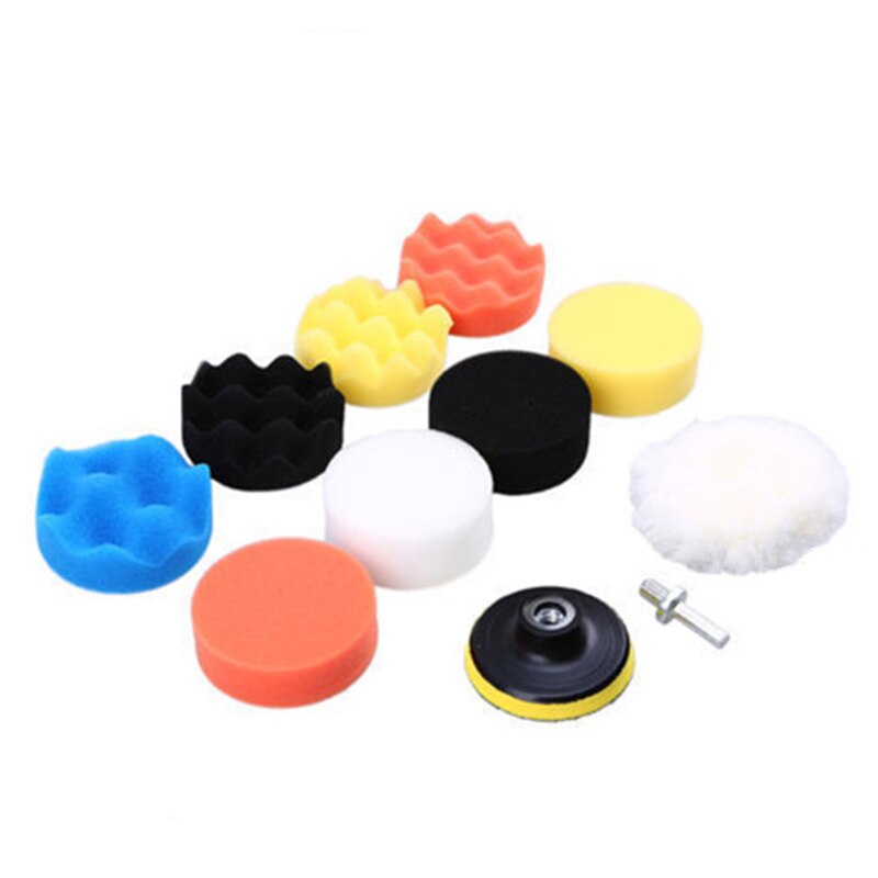 3 inch Car Polishing Disc 11Pcs/Set Self-Adhesive Buffing Waxing Sponge Wool Wheel Polishing Pad For Car Polisher Drill Adapter