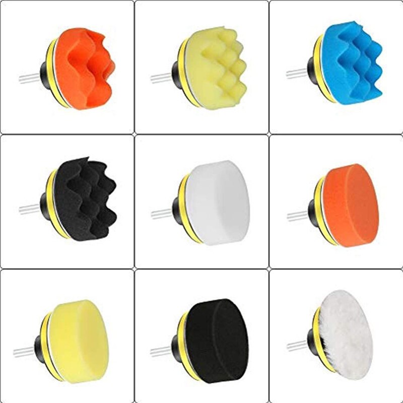 3 inch Car Polishing Disc 11Pcs/Set Self-Adhesive Buffing Waxing Sponge Wool Wheel Polishing Pad For Car Polisher Drill Adapter