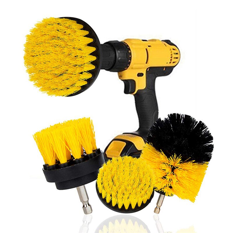 3Pcs/Set 2/3.5/4'' Electric Scrubber Brush Drill Brush Kit Plastic Round Cleaning Brush for Carpet Glass Car Tires Nylon Brushes