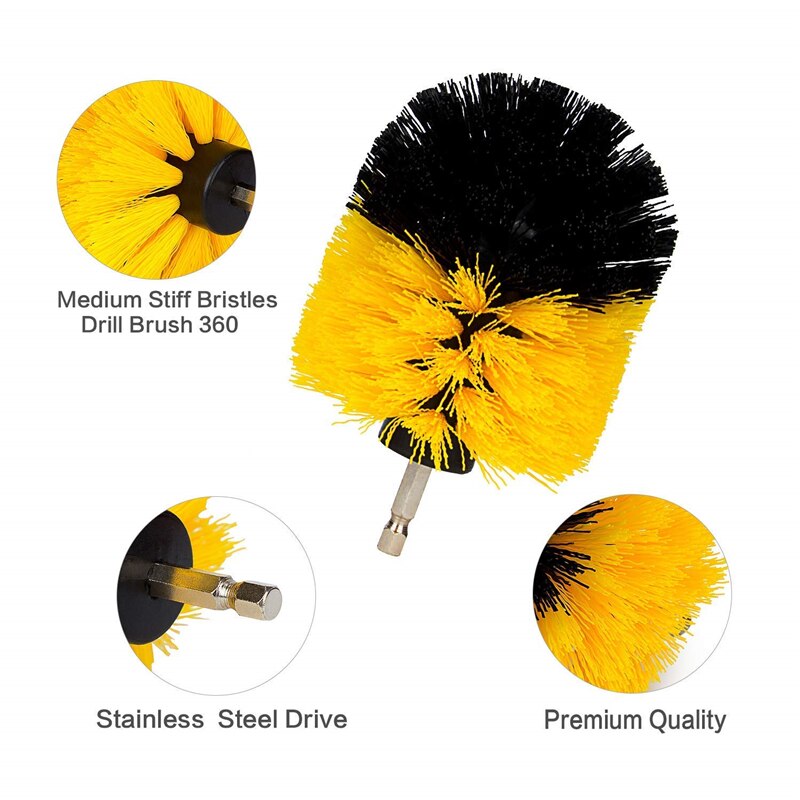 3Pcs/Set 2/3.5/4'' Electric Scrubber Brush Drill Brush Kit Plastic Round Cleaning Brush for Carpet Glass Car Tires Nylon Brushes