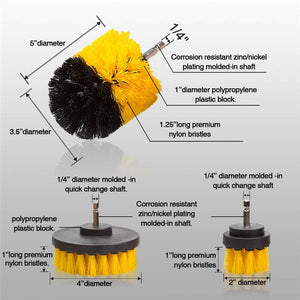 3Pcs/Set 2/3.5/4'' Electric Scrubber Brush Drill Brush Kit Plastic Round Cleaning Brush for Carpet Glass Car Tires Nylon Brushes