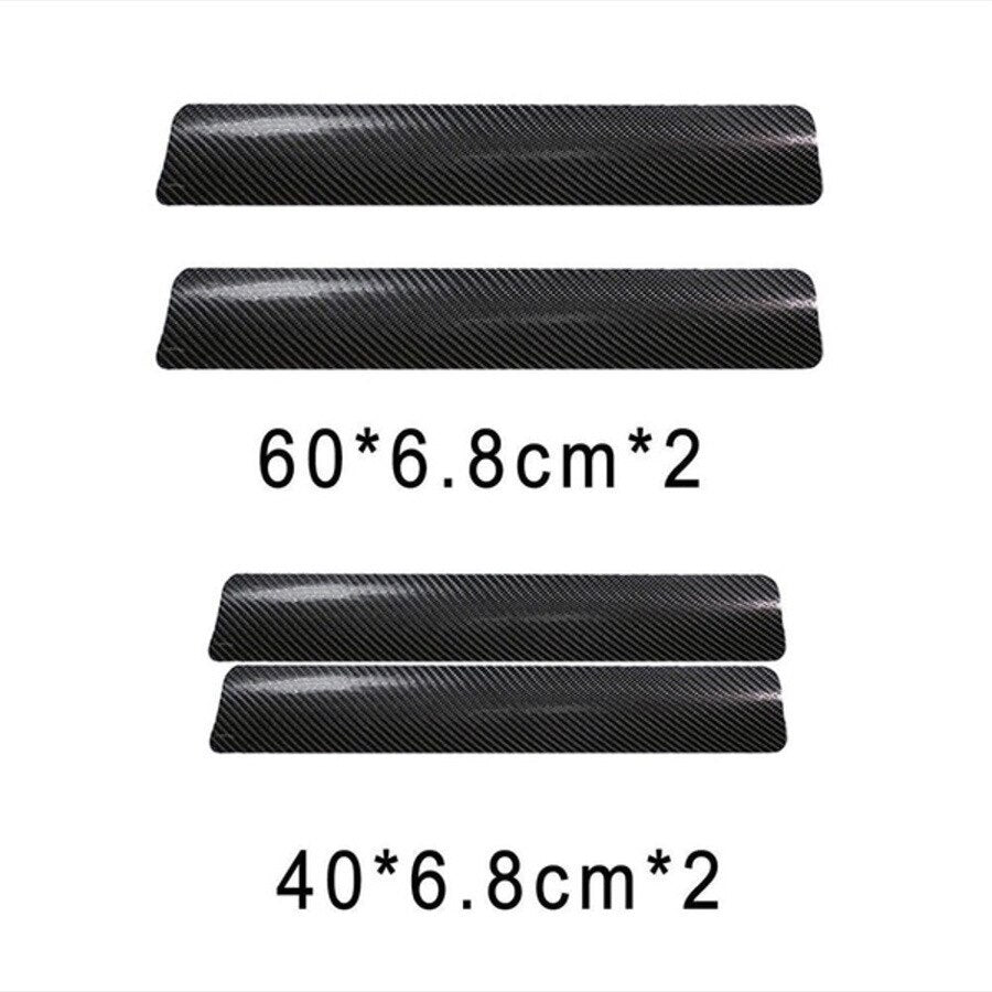 4Pcs Universal Car Stickers Car Door Sill Scuff Carbon Fiber Stickers Anti Scratch Pedal Protect Accessories