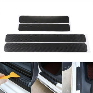 4Pcs Universal Car Stickers Car Door Sill Scuff Carbon Fiber Stickers Anti Scratch Pedal Protect Accessories