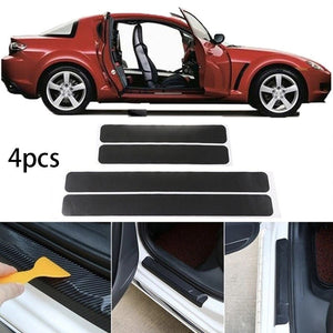 4Pcs Universal Car Stickers Car Door Sill Scuff Carbon Fiber Stickers Anti Scratch Pedal Protect Accessories