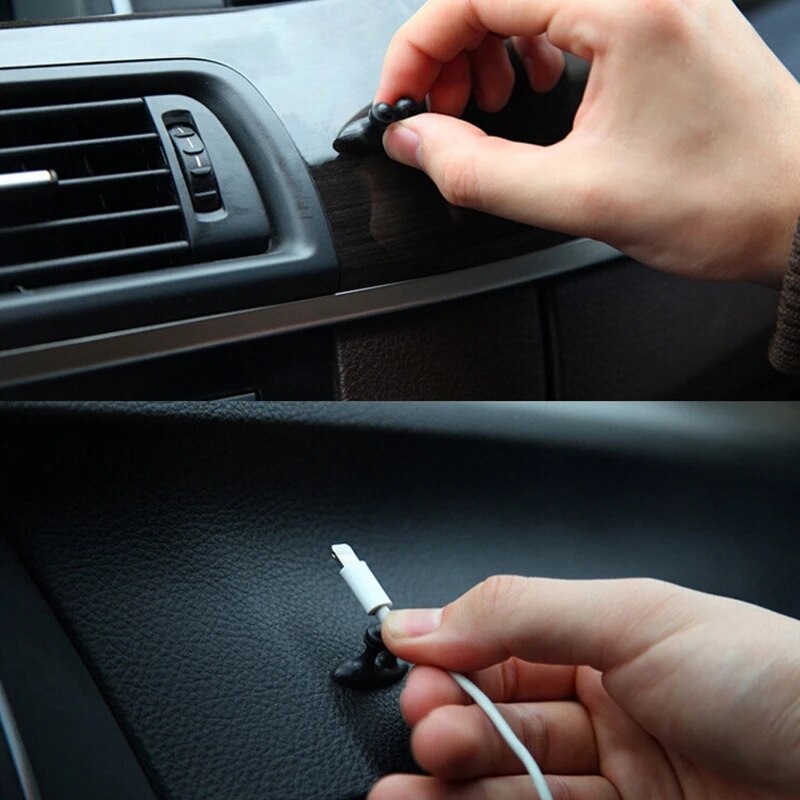 8pcs Car Wire USB Cable Holder Tie Clip Fixer Organizer Black Line Clamp Headphone Cable Data Cord Organize for Car