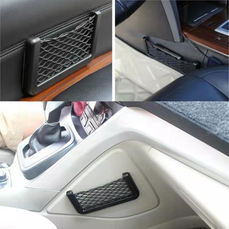 Car Organizer Auto Paste Net Pocket Car Net Bag Phone Holder Storage Car Mesh Net Holder Pocket For Wallet Keys Phone Pens