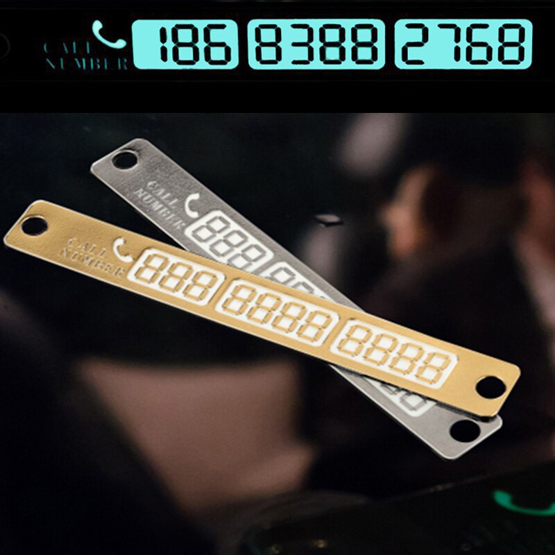 Car Styling Telephone Number Card Sticker 15*2cm Night Luminous Temporary Car Parking Card Plate Suckers Phone Number Card