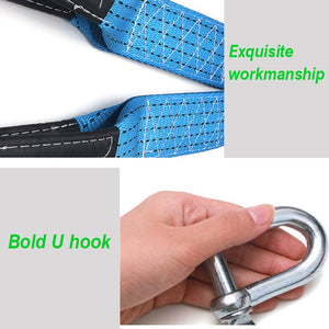 Car Tow Strap Racing Auto Winch Rope Nylon 5M/3M 8Tons recovery Towing cable Strap Belt Heavy Duty Road Accessories Metal Hooks