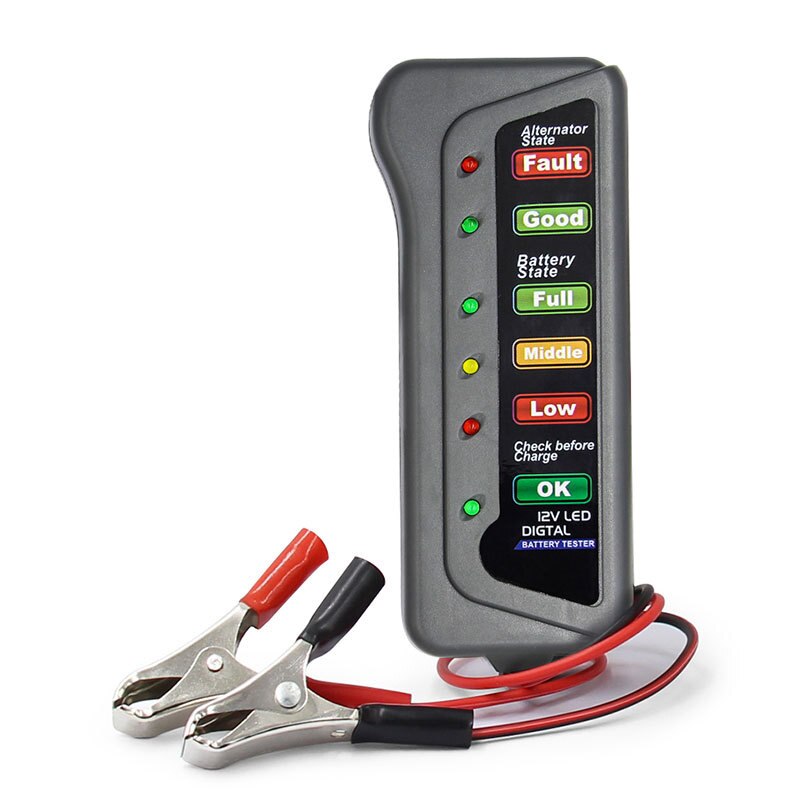 Mini 12V Car Battery Tester 6 LED Lights Display Auto Car Diagnostic Tool Car Battery Alternator for Cars Vehicle Motorcycle