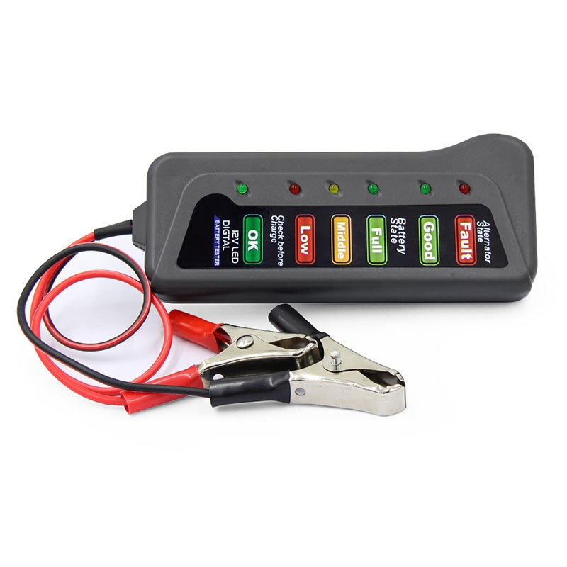 Mini 12V Car Battery Tester 6 LED Lights Display Auto Car Diagnostic Tool Car Battery Alternator for Cars Vehicle Motorcycle