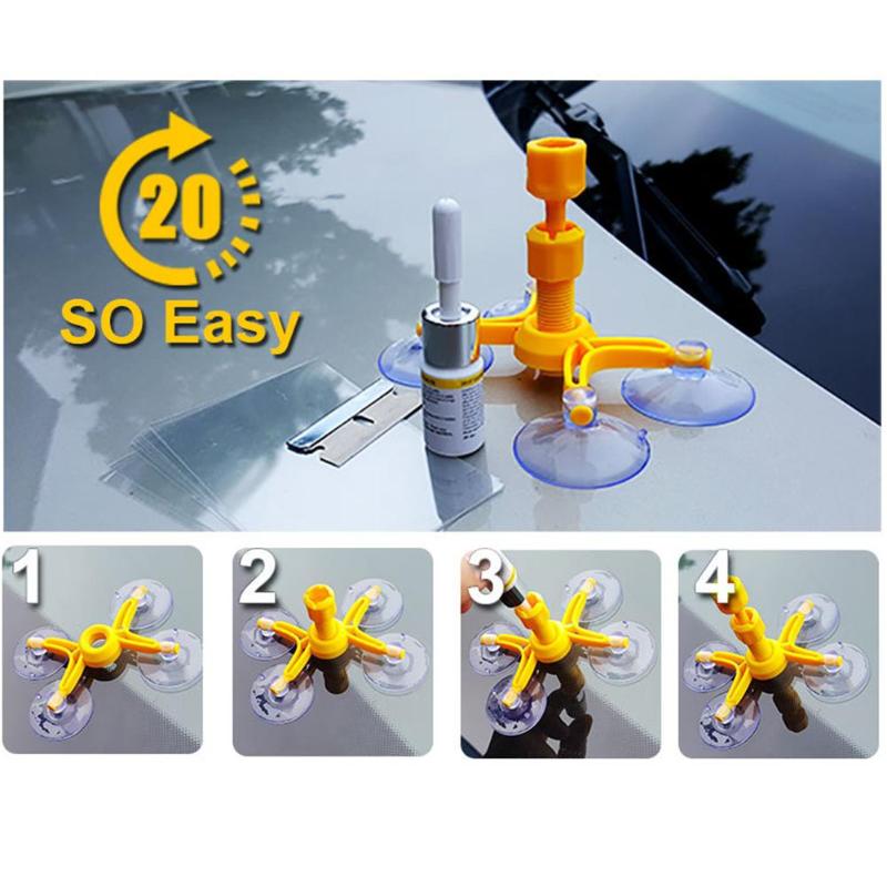 Windshield Repair Kit Quick Fix Car Cracked Glass Windscreen Repair Tool Kit Resin Sealer DIY Auto Window Screen Polishing